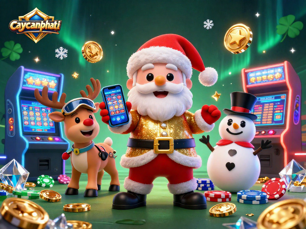 Win big with caycanhphattai, featuring festive characters in a vibrant casino scene.