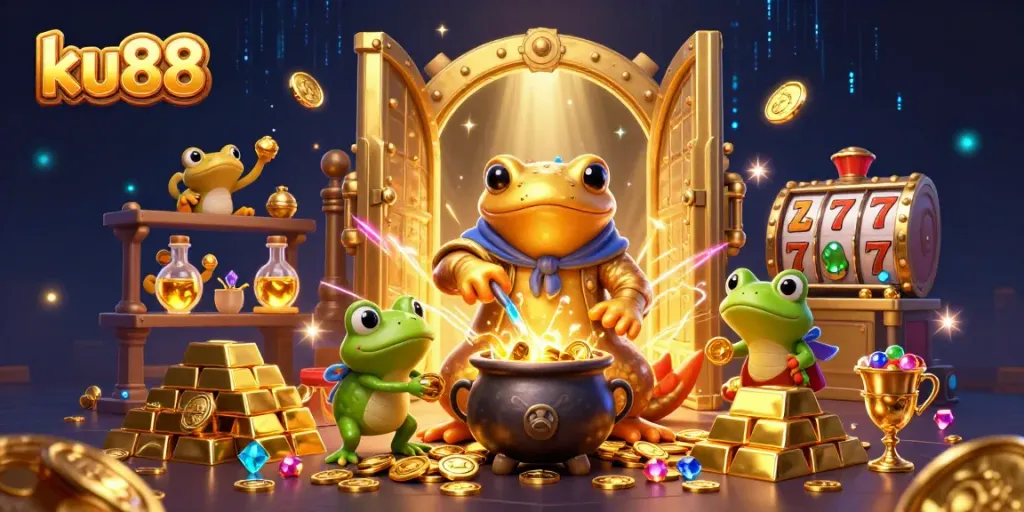 Experience excitement at ku88 with vibrant characters and jewels from a casino scene.