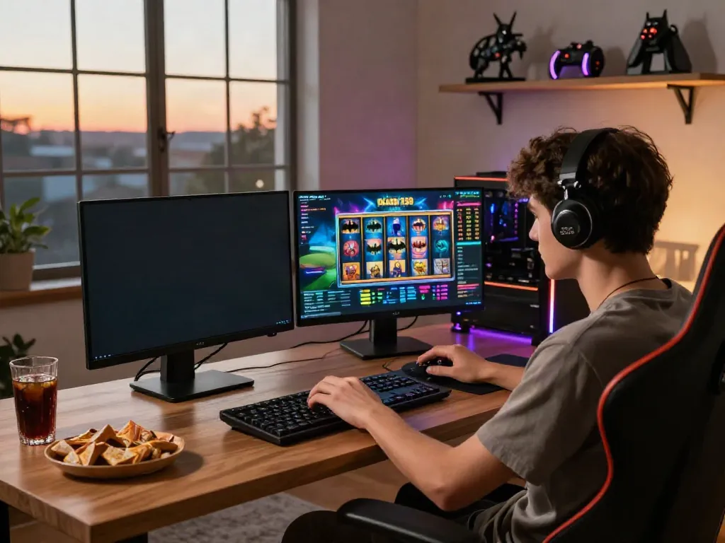Engaging batman138 slot gaming scene highlighting immersive home gaming setup.