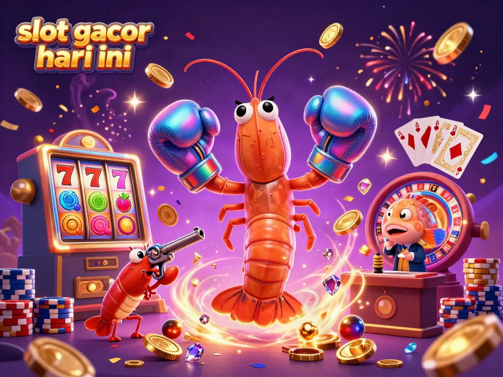Experience slot gacor hari ini with vibrant gaming characters, dazzling coins, and iconic slot themes.