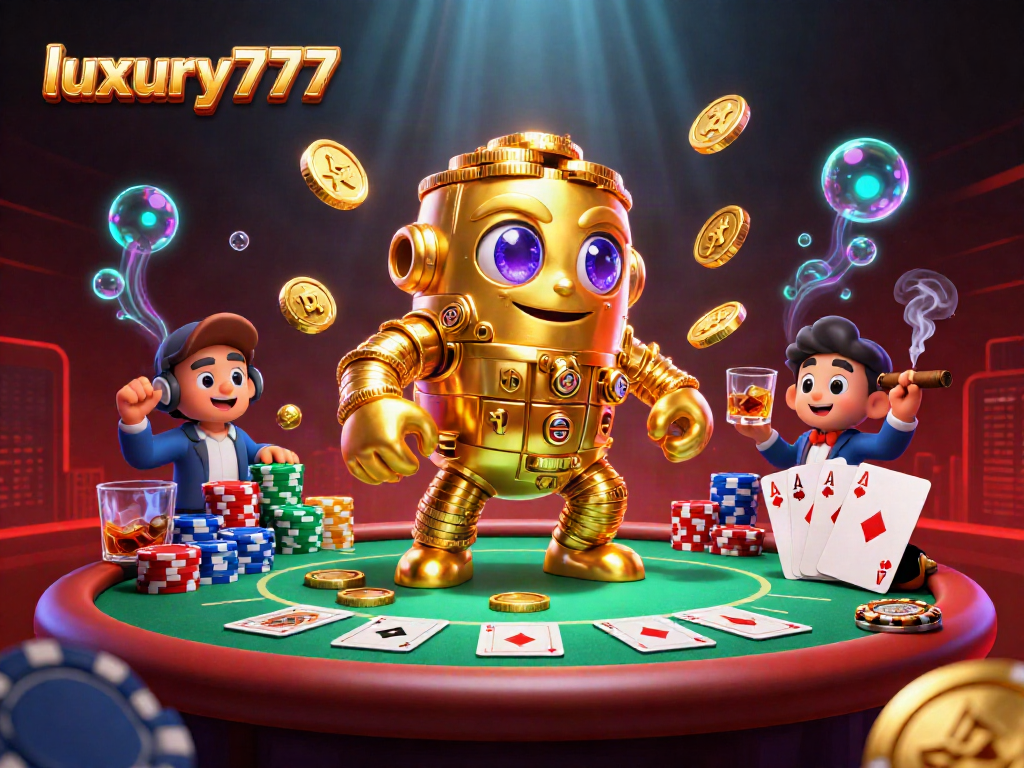 Bermain luxury777 dengan golem emas berkilau dan tumpukan chip poker yang menakjubkan