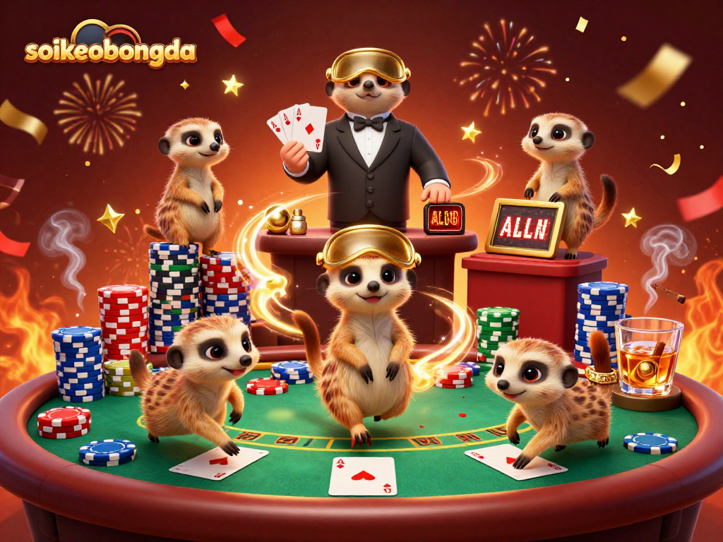 Watch the meerkats manage their soikeobongda casino, complete with animated poker action and vibrant decor.