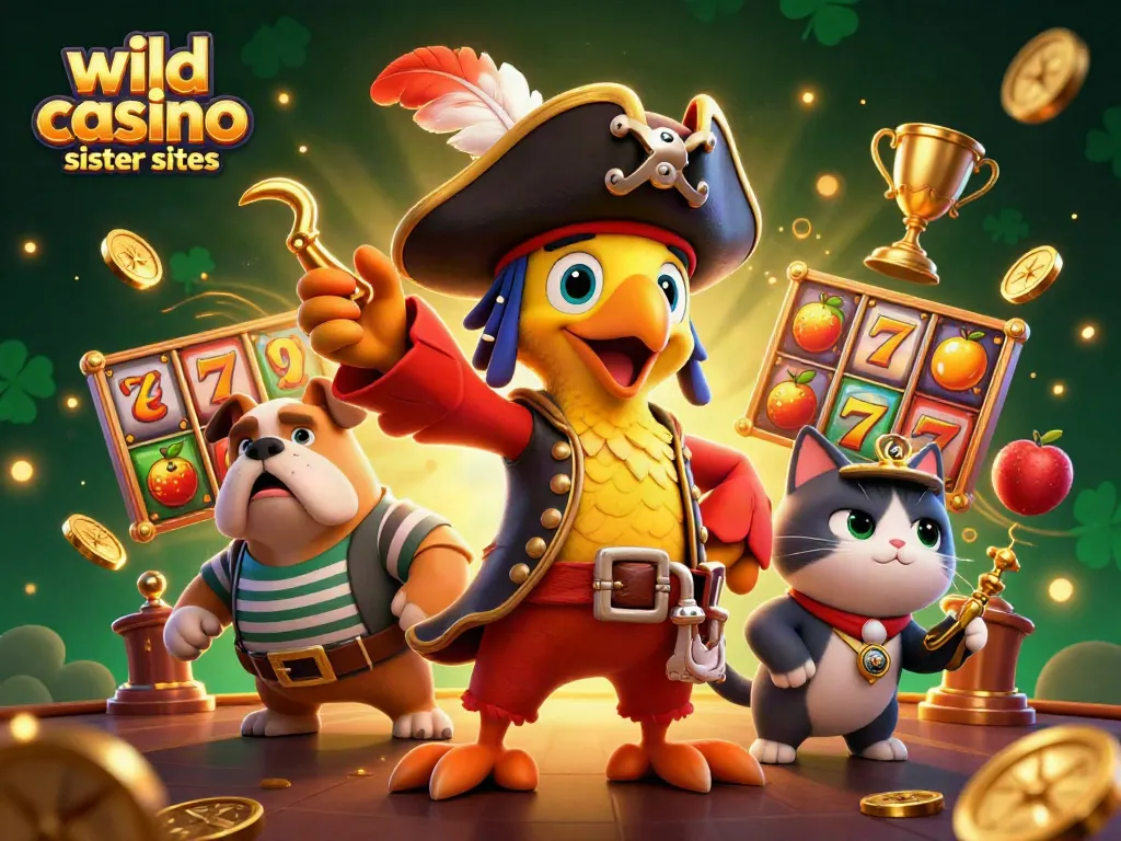 Explore the vibrant world of wild casino sister sites with this dynamic 3D illustration showcasing slots and gaming elements.