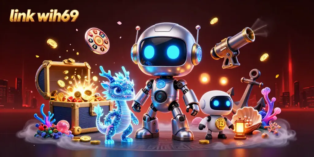 Menangkan permainan dengan link wih69, robot futuristik dan elemen kasino yang menarik.