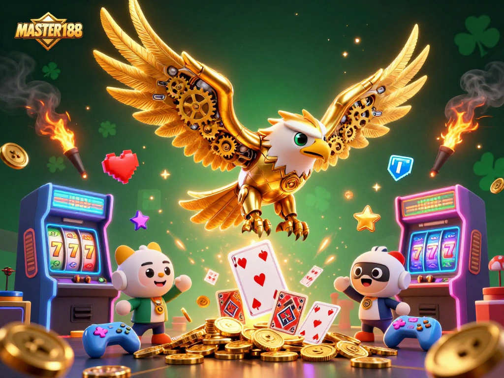 Engage in winning strategies at MASTER188 with dynamic gaming elements in a vibrant casino scene.