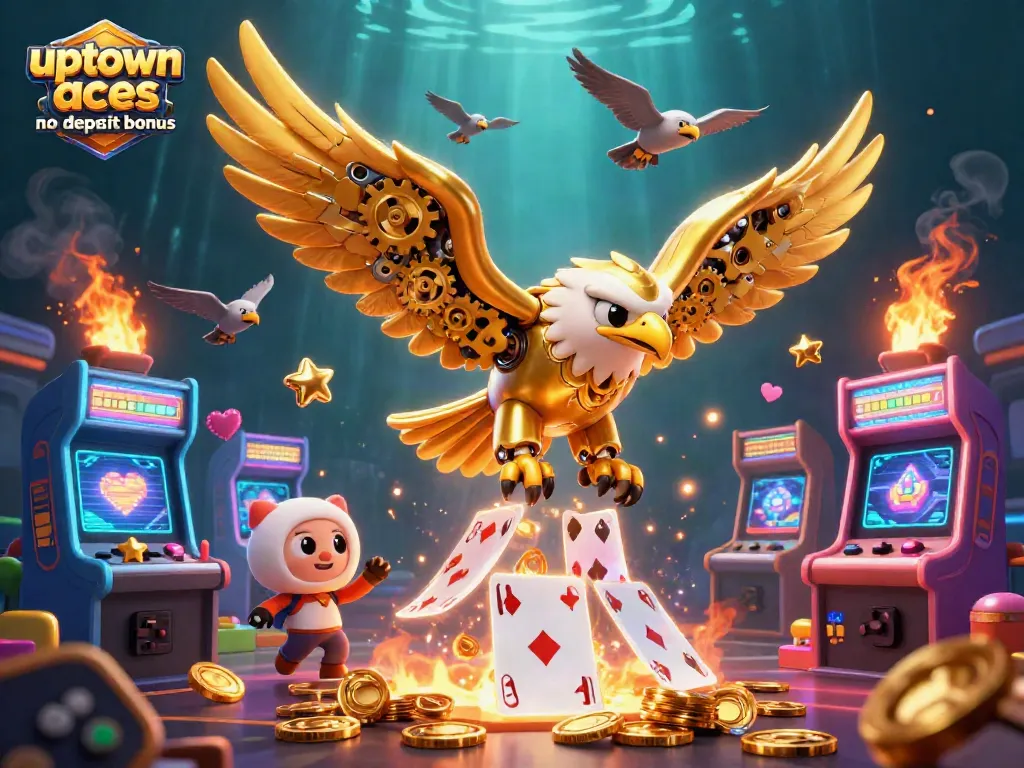 Experience the exciting uptown aces no deposit bonus with a dynamic casino-themed scene full of gaming energy.