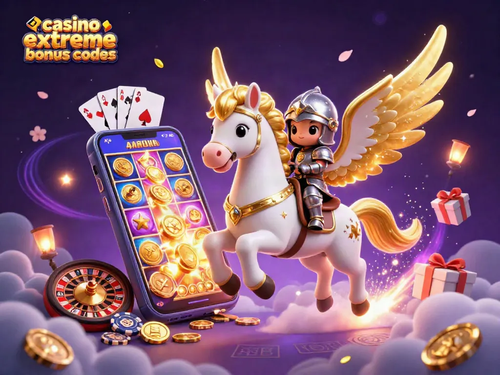 Experience casino extreme bonus codes with vibrant slots and gaming elements in a dynamic 3D scene.