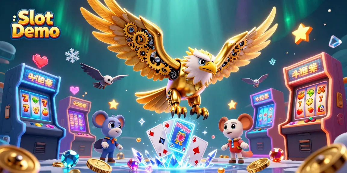 Experience the excitement with our Slot Demo illustration showcasing vibrant arcade elements and dynamic characters.
