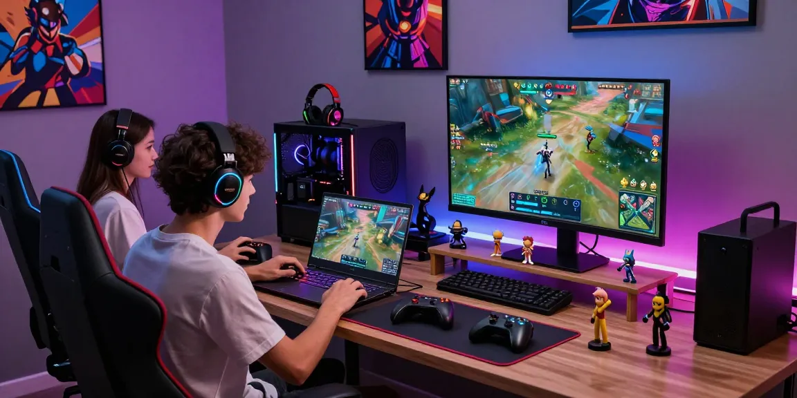 Pengalaman bermain game online dengan luxury111 dikelilingi oleh perangkat gaming canggih dan suasana ceria.