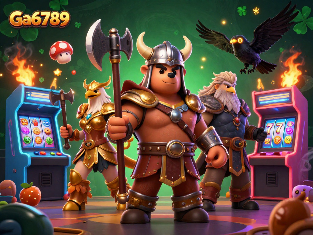 Engage with the vibrant Ga6789 casino scene filled with gaming elements and legendary characters.