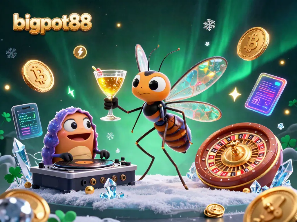 Menggandakan pengalaman bermain bigpot88, ilustrasi kasino dengan simbol digital dan elemen kripto