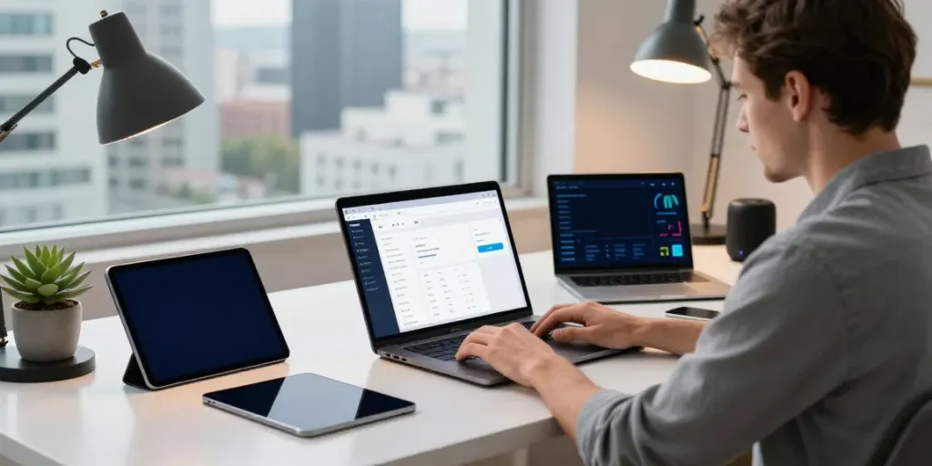 A tech enthusiast engaging with the A80 information platform in a modern digital workspace.