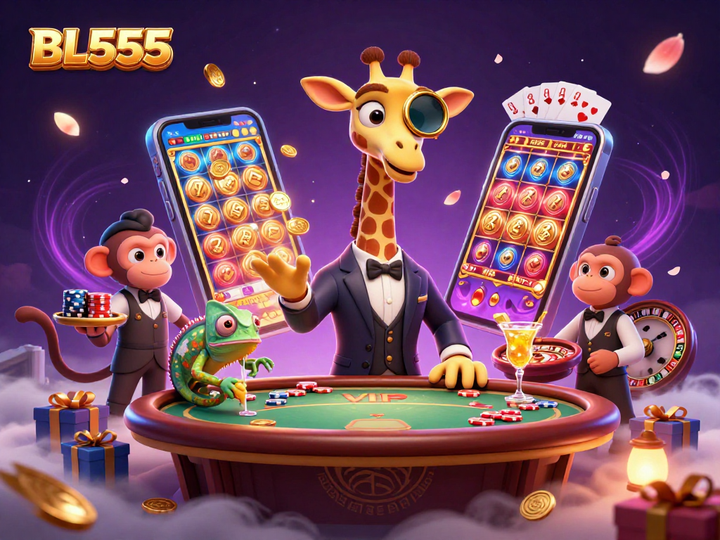 Experience high-stakes gaming at BL555 with a lavish giraffe and a cocktail-mixing chameleon