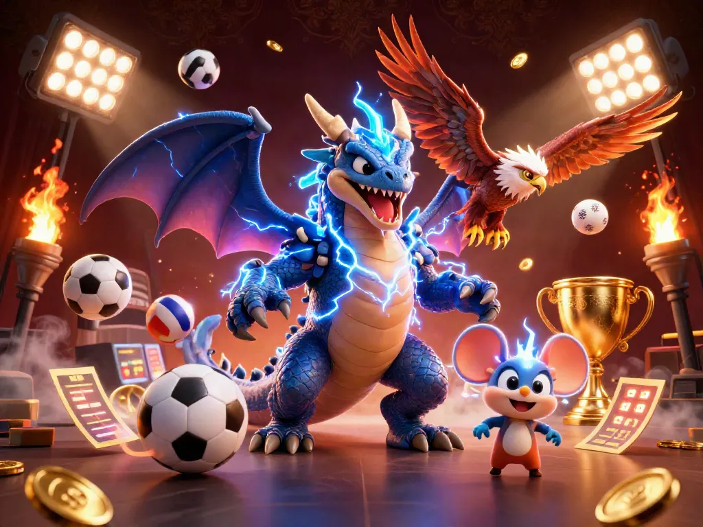 Win big with socialreign as a dragon, hawk, and mouse surround dynamic sports betting elements.