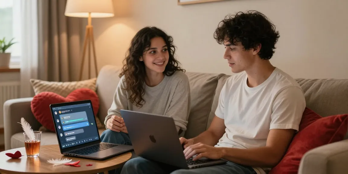 Engaging sex AI chat experience between a couple in a cozy setting.
