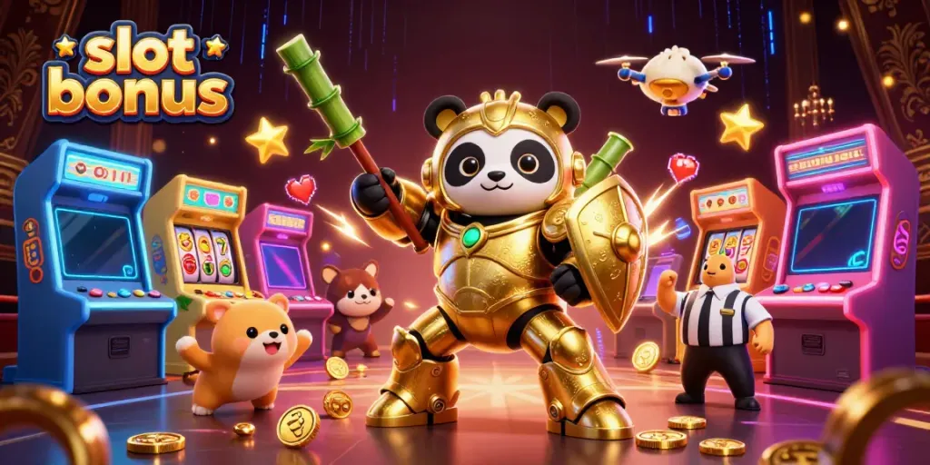 Witness the excitement in a dynamic scene illustrating a slot bonus with vibrant characters and casino elements.