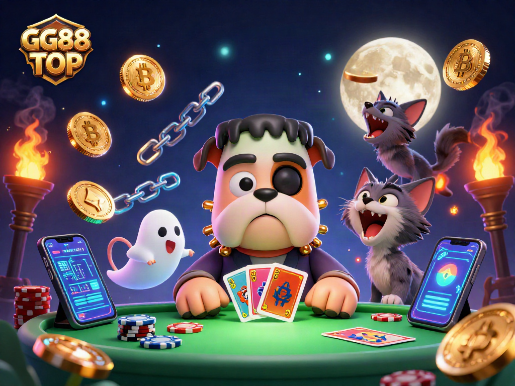 Experience the thrill of GG88 TOP with a lively 3D scene featuring whimsical casino elements.