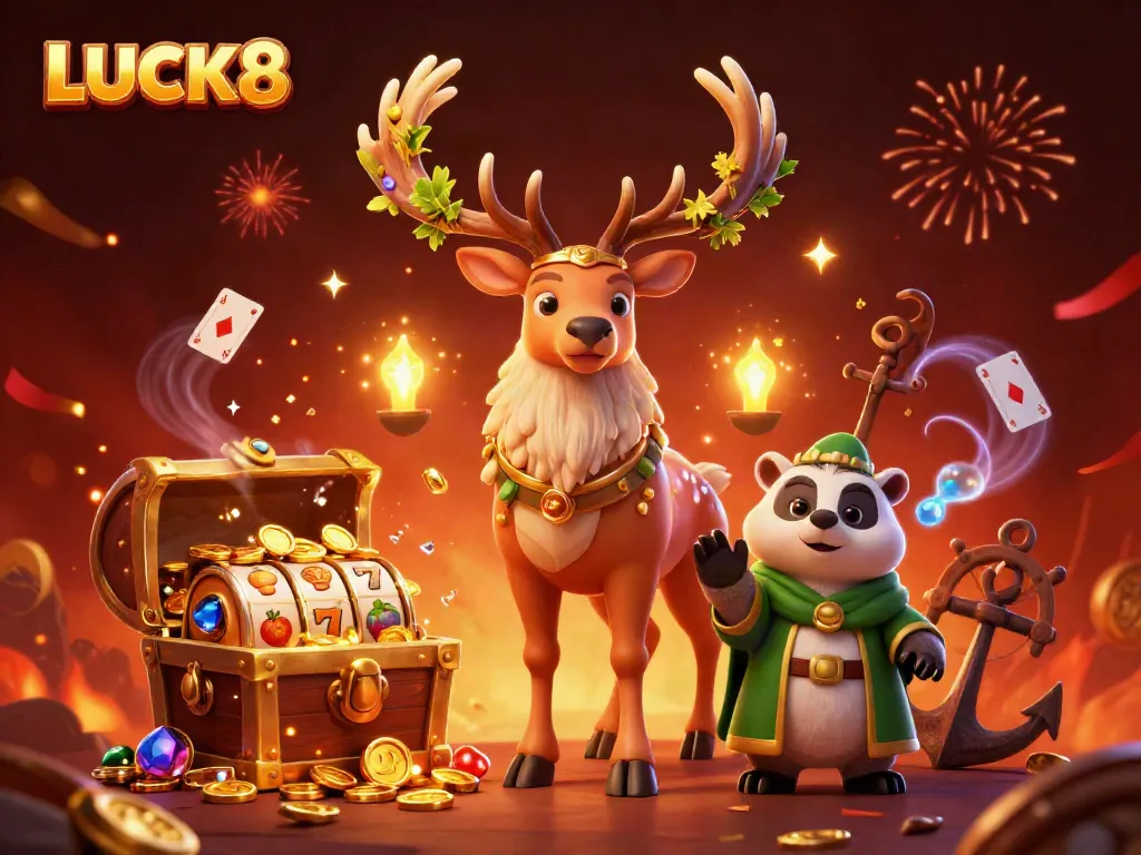 Experience the excitement of LUCK8 with vibrant casino elements and engaging characters in action.