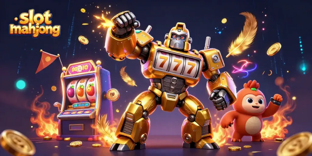 Slot mahjong dengan gorila emas dan elemen slot yang dramatis, memukau para pemain judi.