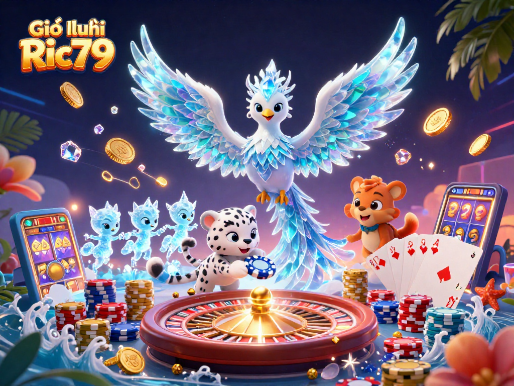 Engage in a thrilling game experience with Giới thiệu Ric79's dazzling 3D ice phoenix and poker elements.