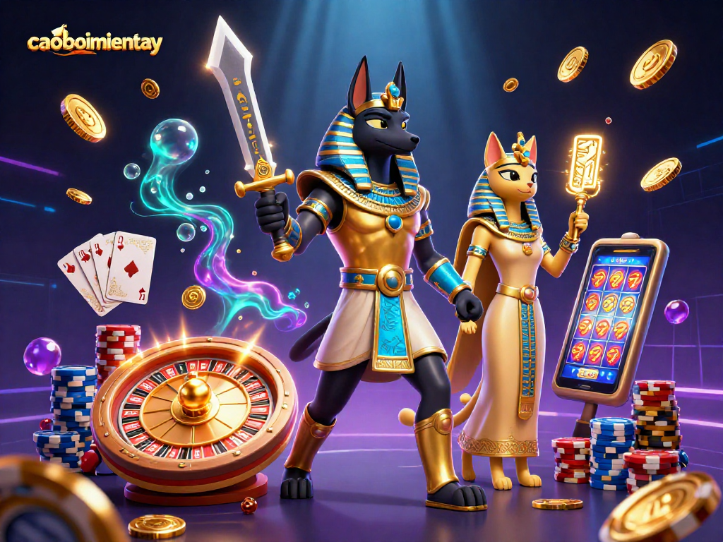 Experience thrilling gameplay in caoboimientay with vibrant characters, golden treasures, and interactive casino elements.