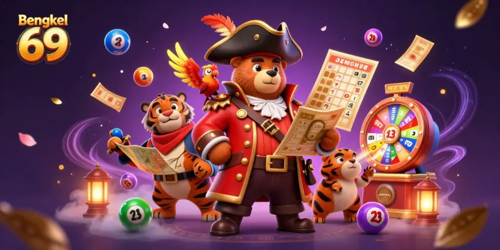 Engage in thrilling gameplay at Bengkel 69 with vibrant characters and exciting elements capturing the casino experience.