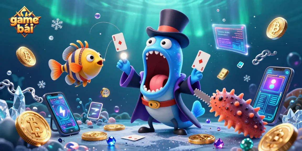 Engage in game đánh bài with captivating underwater casino magic featuring whimsical aquatic characters.