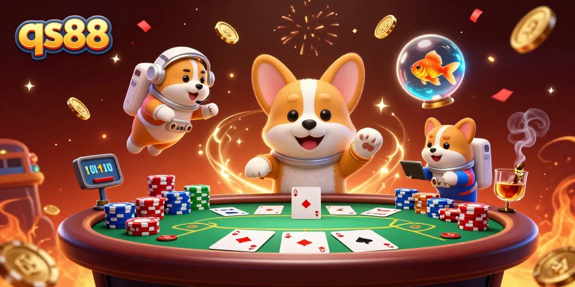 Experience the excitement at qs88 with a vibrant space casino scene featuring imaginative characters and detailed elements.