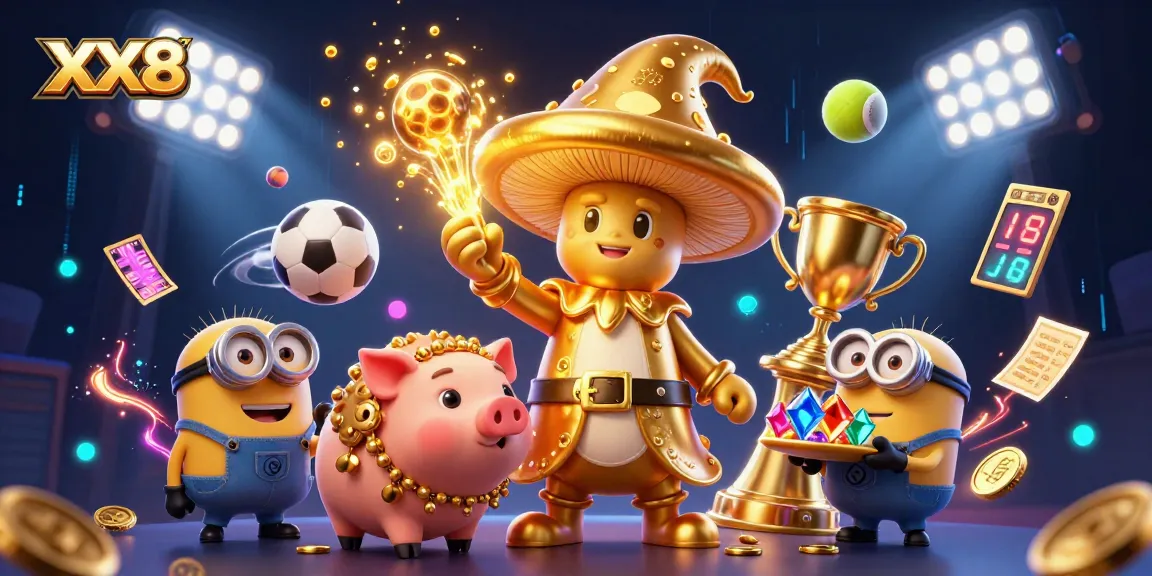 Engage with the magical world of XX8 as the golden mushroom wizard and treasure-sniffing pig lead an enchanting adventure.