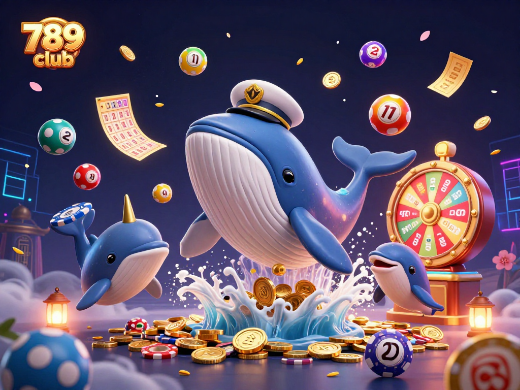 Engage with 789 club's exciting 3D casino experience featuring a whale, narwhal, and dolphins.